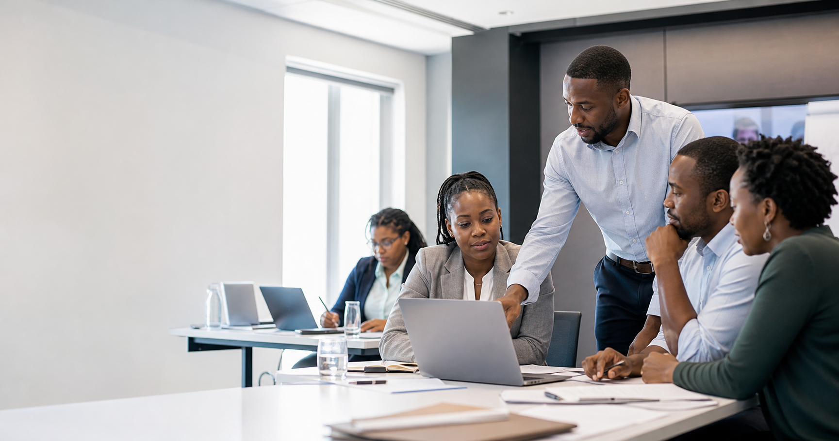 Professionals in a modern workforce training session